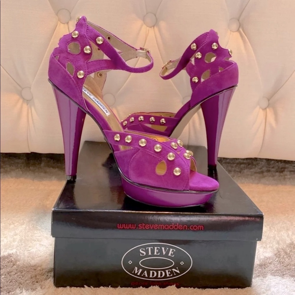 STEVE MADDEN Women’s Platform Fuchsia Suede Heels
